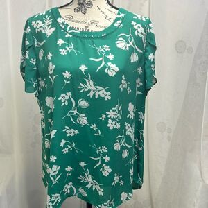 Hawthorne, green and white blouse xl